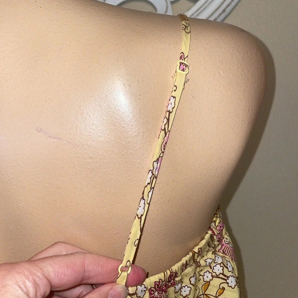 Old Navy women’s dress medium mini yellow  pink cami tie flowy boho floral print - Picture 5 of 9